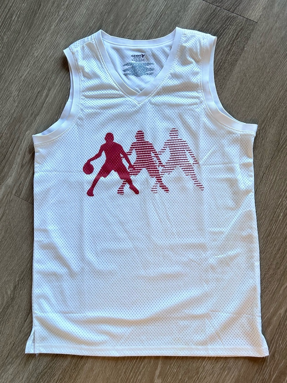 Old Navy Active Boys White Mesh Graphic Basketball Tank Top XL 14/16